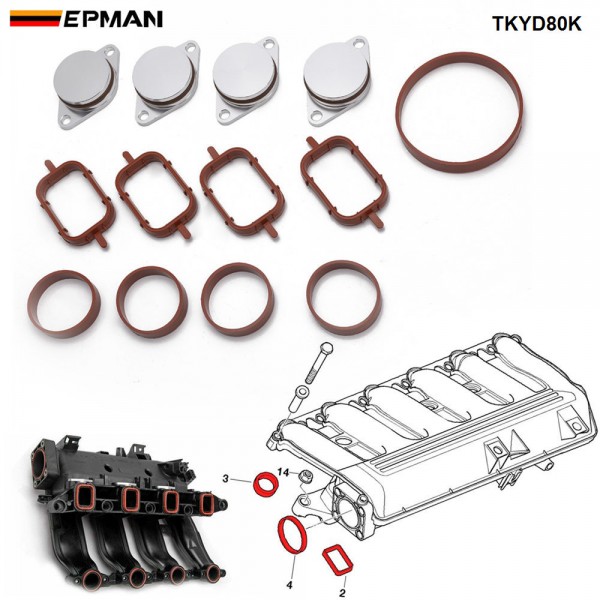 tkyd80k_3-1.jpg EPMAN 4 x 33mm Diesel Swirl Blanks Flaps Repair Delete Kit Removal Repair Kit For BMW 320d 330d 520d 525d 530d Intake Manifold TKYD80K