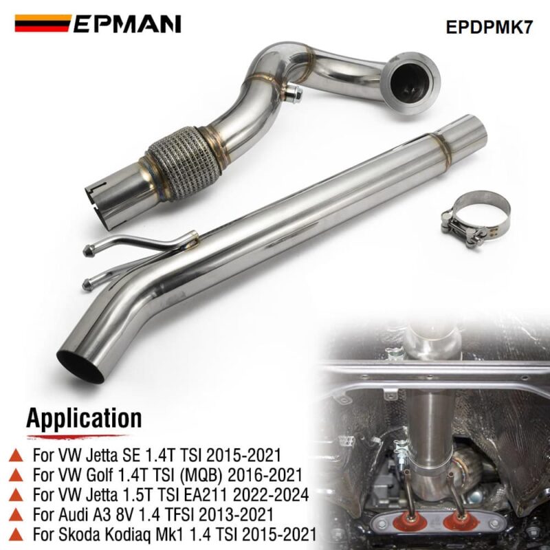 EPDPMK7_2 EPMAN Car Exhaust Downpipe For VW Golf MK7 Jetta Audi A3 Skoda Kodiaq Mk1 MQB 2.5inch EA211 1.4T Engine Racing Catless Down Pipes EPDPMK7