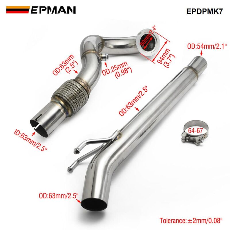 EPDPMK7_Size EPMAN Car Exhaust Downpipe For VW Golf MK7 Jetta Audi A3 Skoda Kodiaq Mk1 MQB 2.5inch EA211 1.4T Engine Racing Catless Down Pipes EPDPMK7